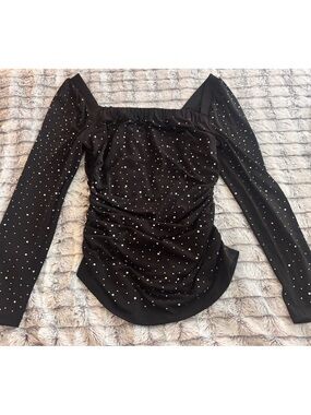Kobi Halperin Embellished Mesh Long Sleeve Top